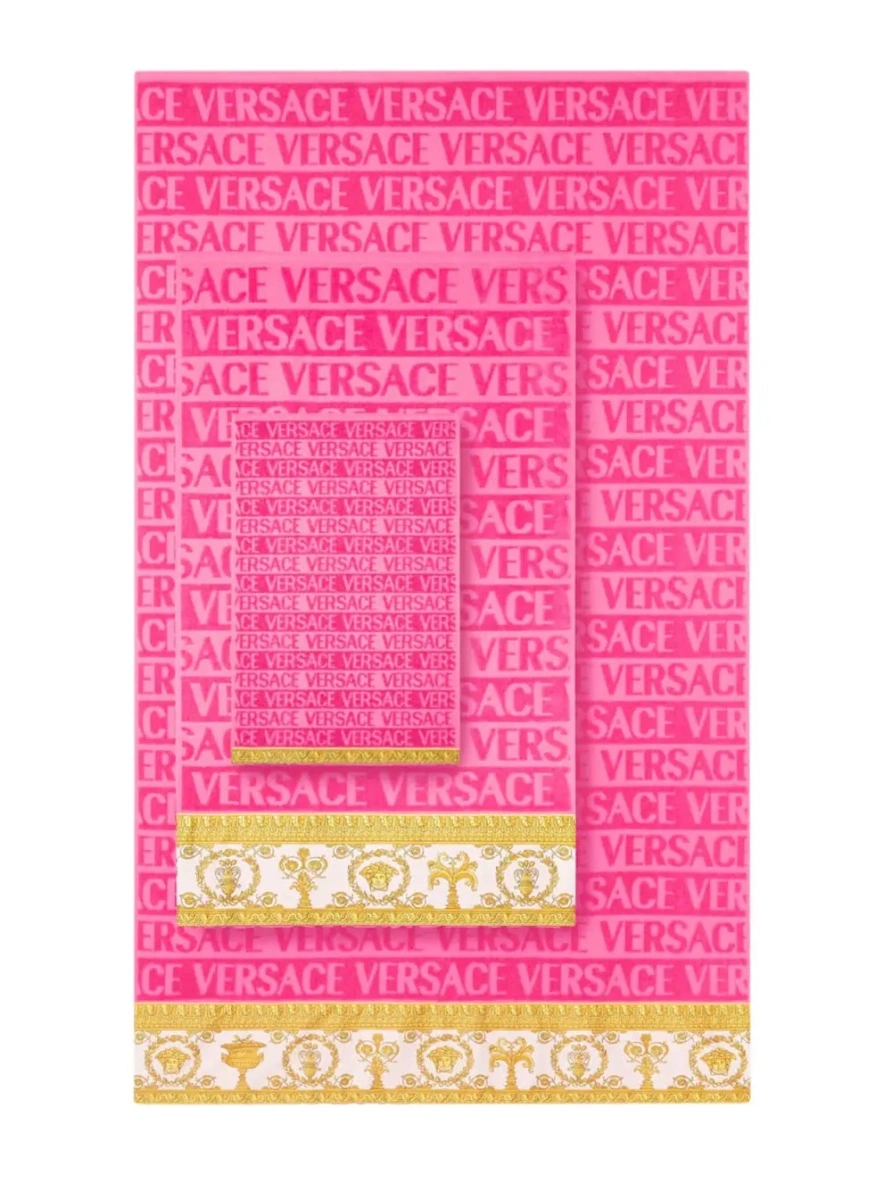 Prosoape de baie VERSACE HOME roz din bumbac - Img 2
