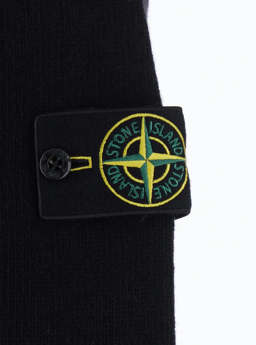 Pulover Black High-neck sweater with front buttons and logo patch on the sleeve in wool for men - Img 3