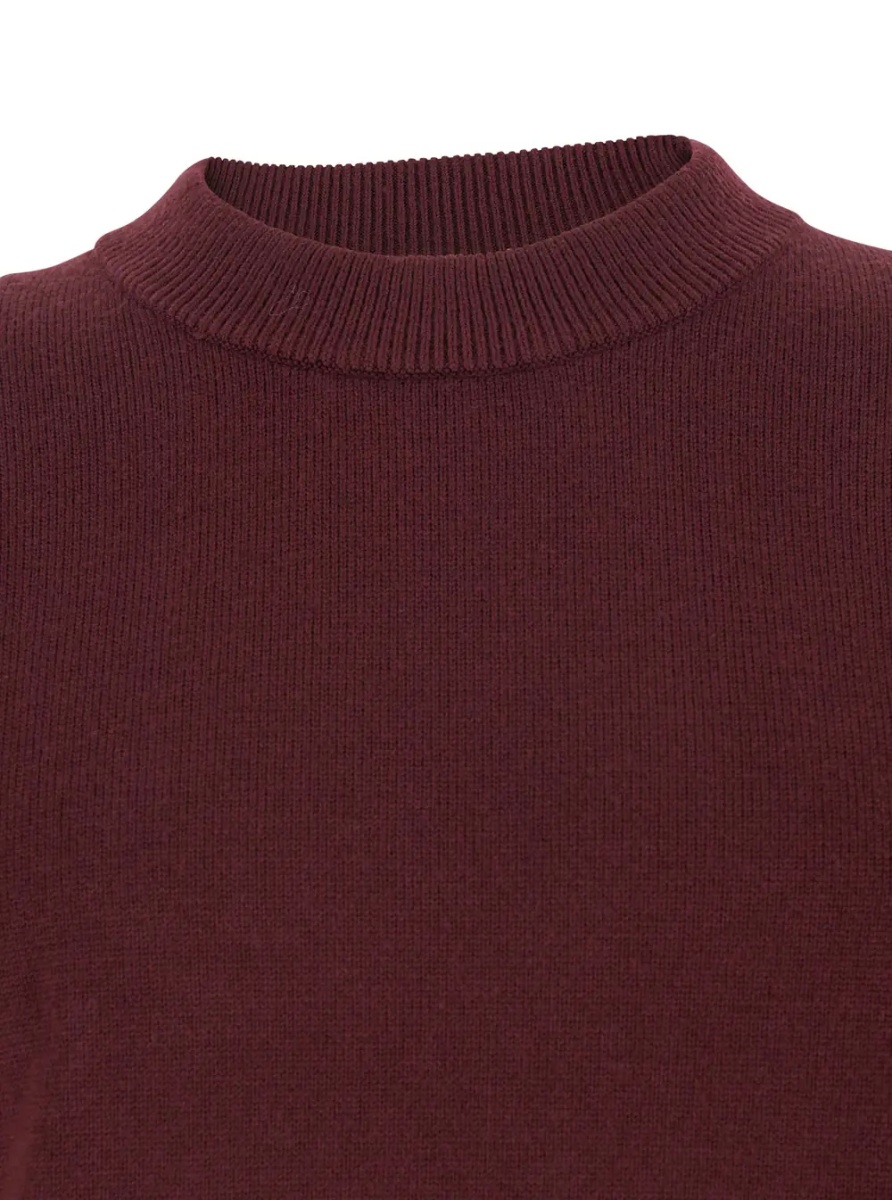 Pulover Bordeaux Crew Neck Sweater with Dropped Shoulder in Wool Blend Man - Img 3
