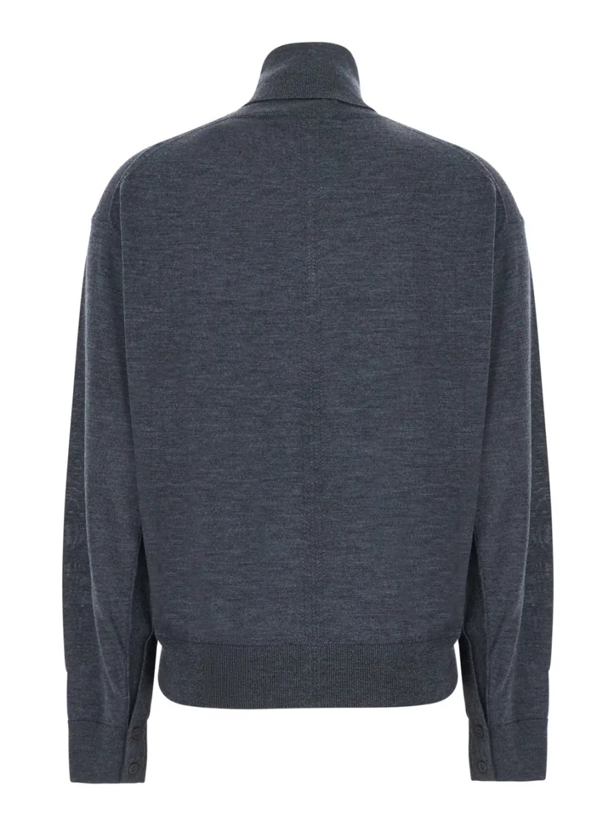 Pulover 'FREDA' grey Sweater with V-neck in virgin wool for women - Img 2