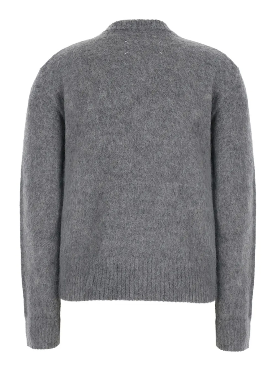 Pulover Gray Sweater with floral print and brushed effect in blend wool for women - Img 2