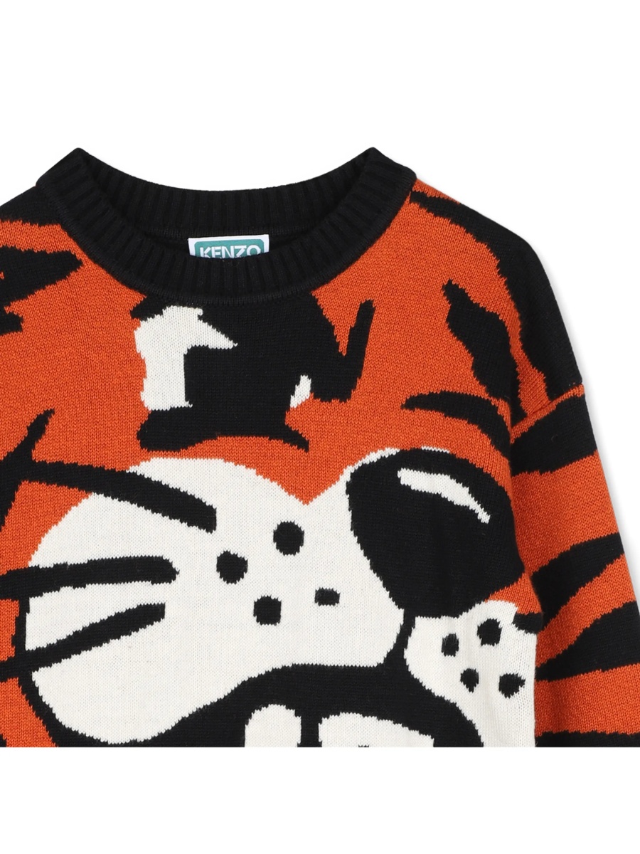 Pulover Kenzo portocaliu din bumbac si vascoza - Img 3