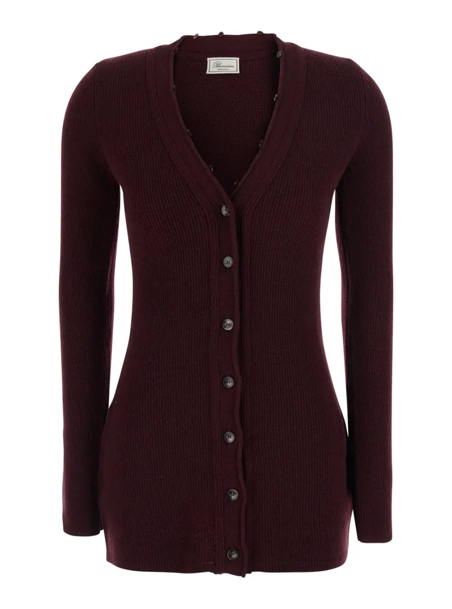 Pulover Knitwear with round neck and long sleeves in virgin wool bordeaux woman - Img 4