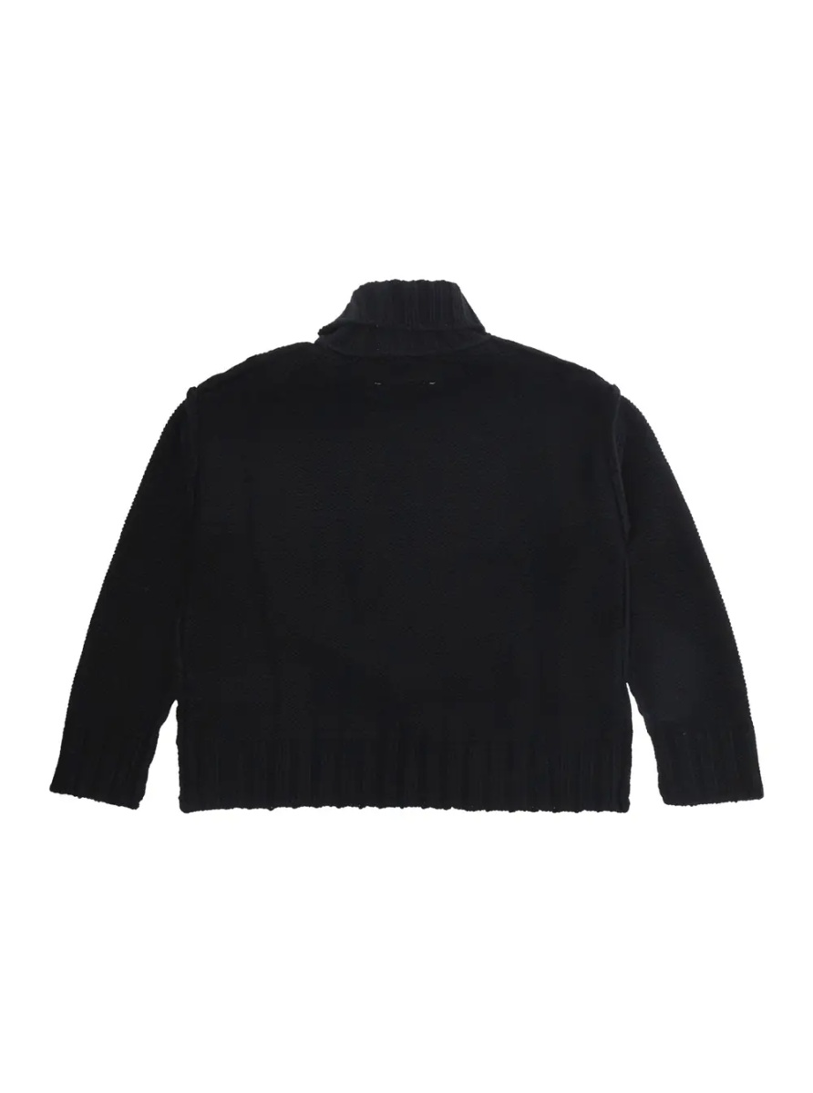 Pulover M61048MM08VMM6K62UM6900 is a sweater with a crew neck and long sleeves in black wool and nylon for boy - Img 2