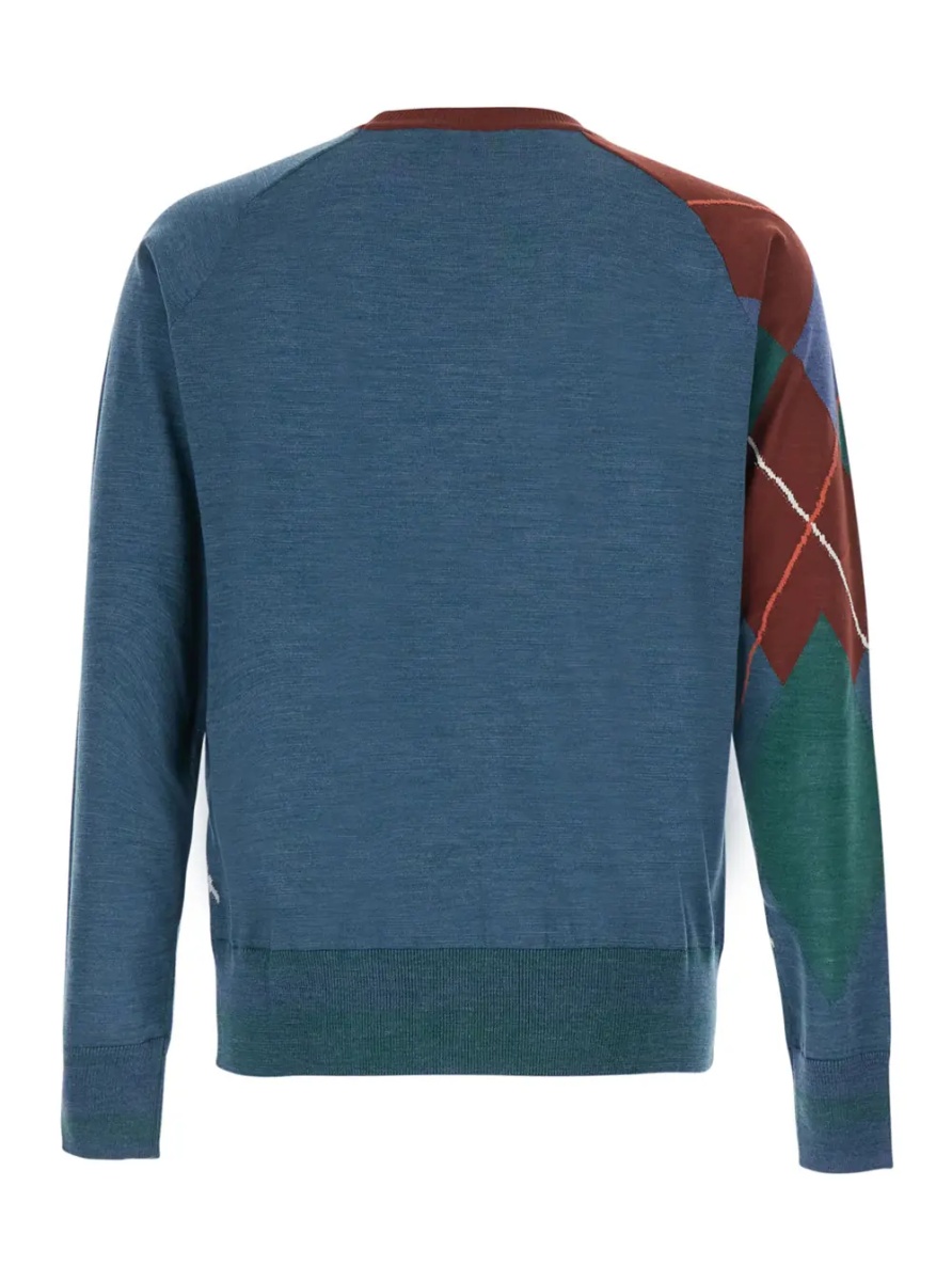 Pulover multicolor Crewneck sweater with Argyle motif logo on the front in wool for men - Img 2