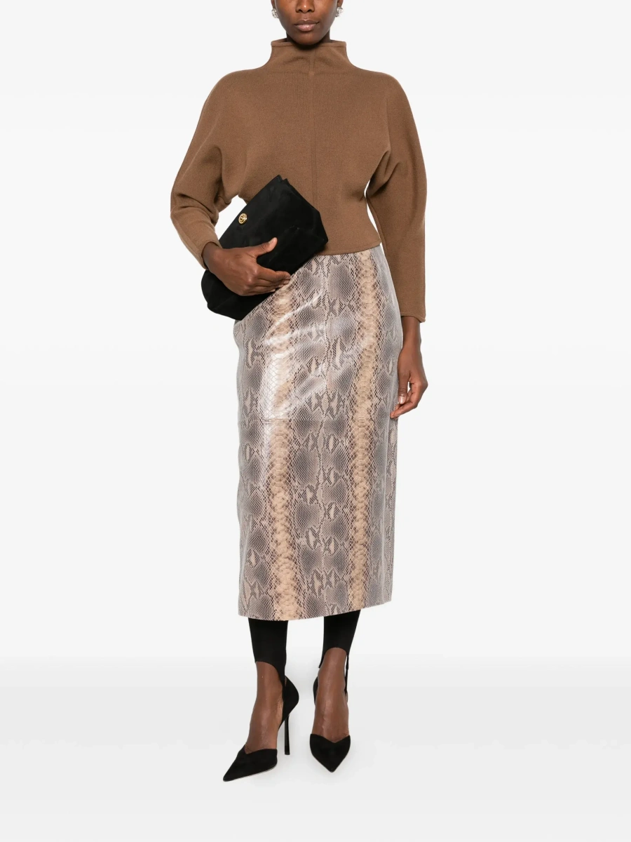 Pulover MXS GIGLIO KNIT Sweater with long sleeves and V-neck in Beige for women - Img 4