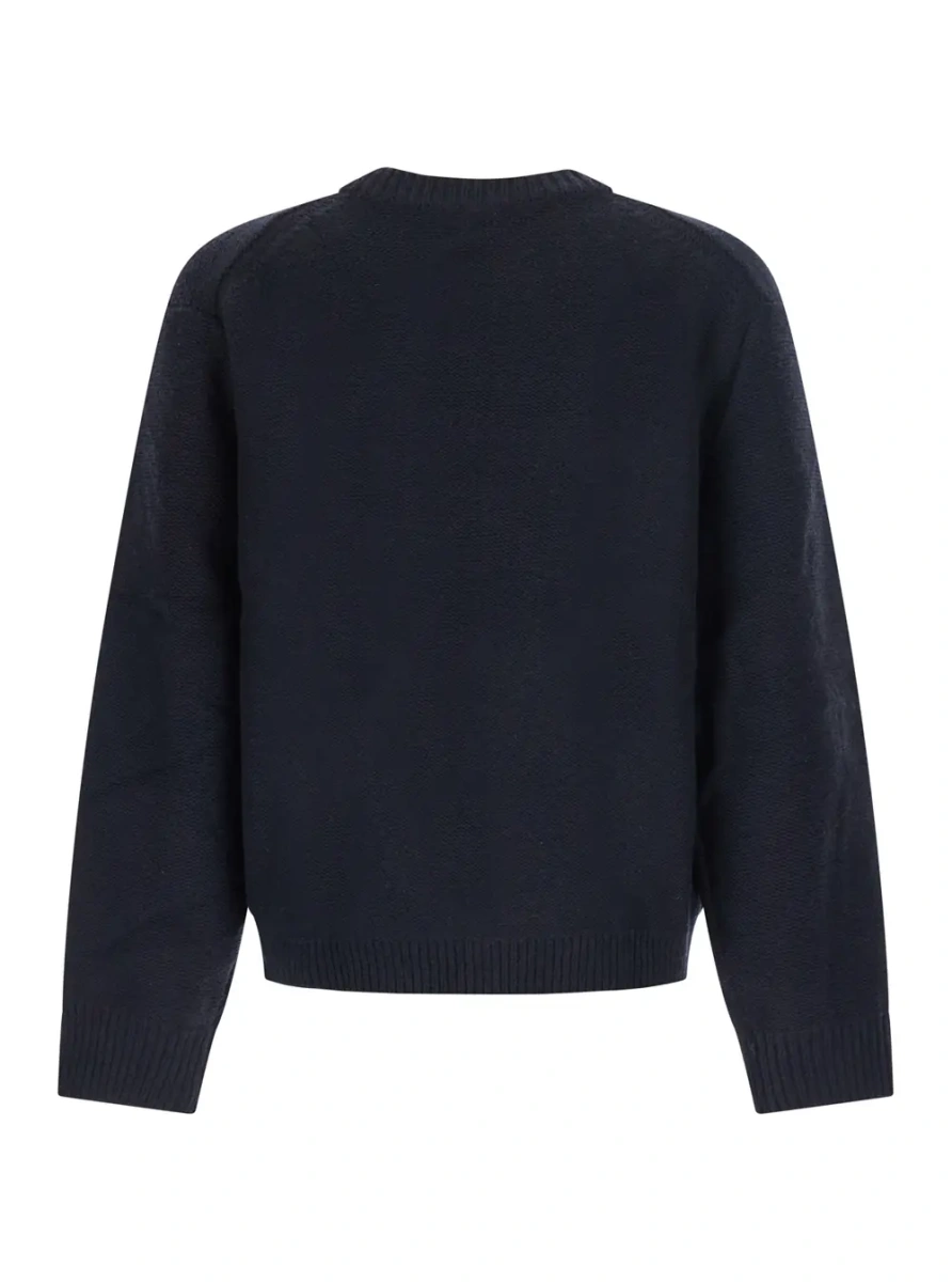 Pulover Oversized logo wool sweater with round neck and long sleeves, Black, Man - Img 2