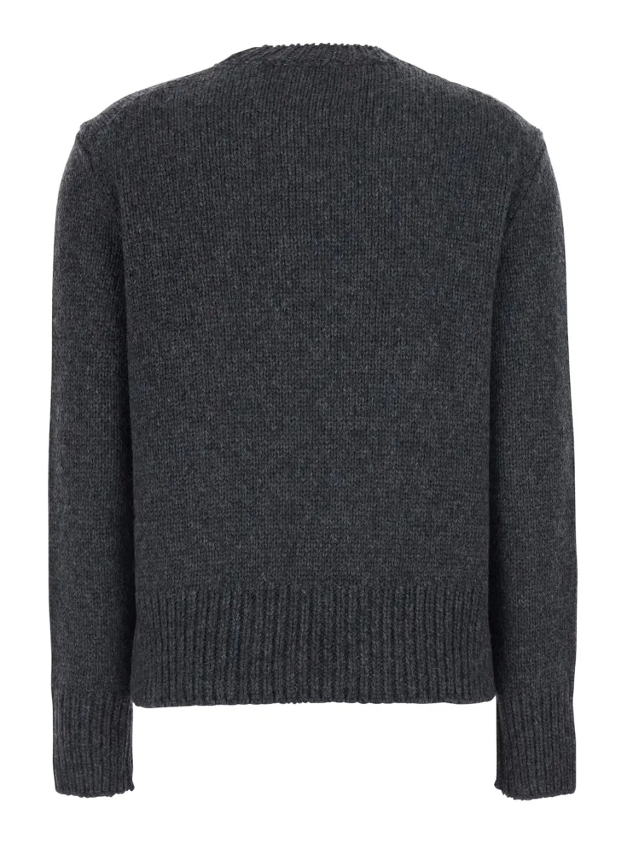 Pulover 'Pato' Grey Sweater with round neck and ribbed edges in cashmere for women - Img 2