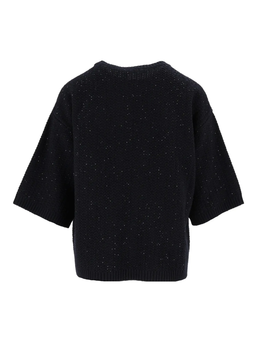 Pulover SEQUIN PLATINUM CREWNECK SHORT SLEEVE SWEATER - Img 3