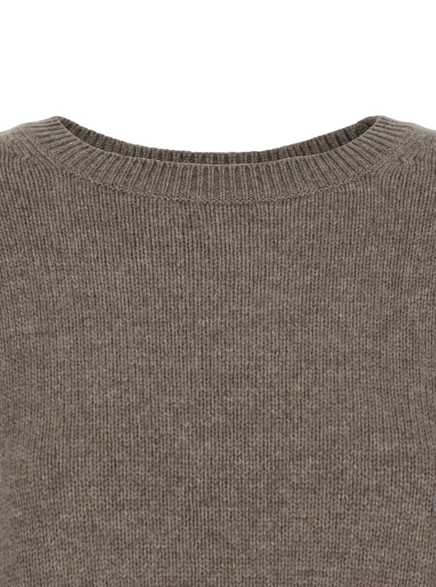 Pulover Sweater 'Mila' with Ribbed Finishes in Gray Cashmere Woman - Img 3