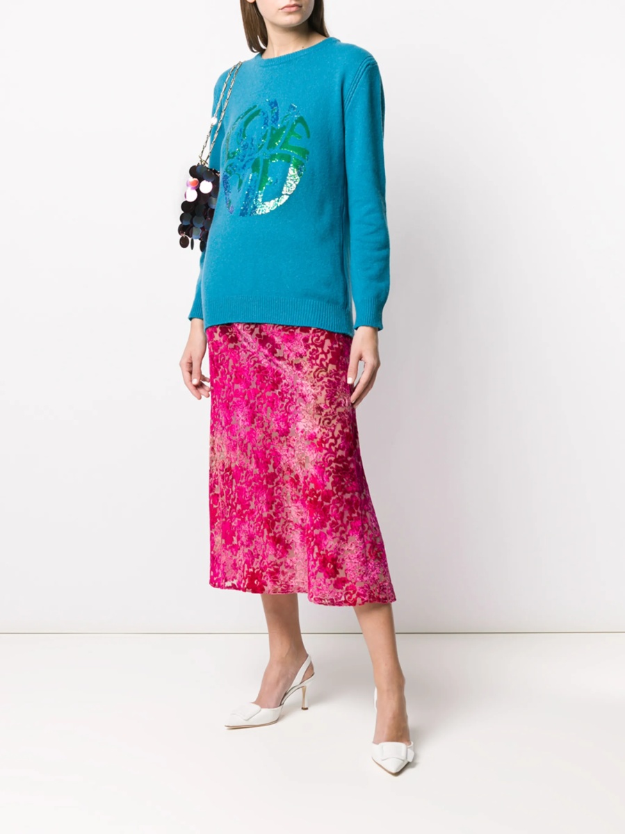 Pulover tricotat Alberta Ferretti albastru - Img 2