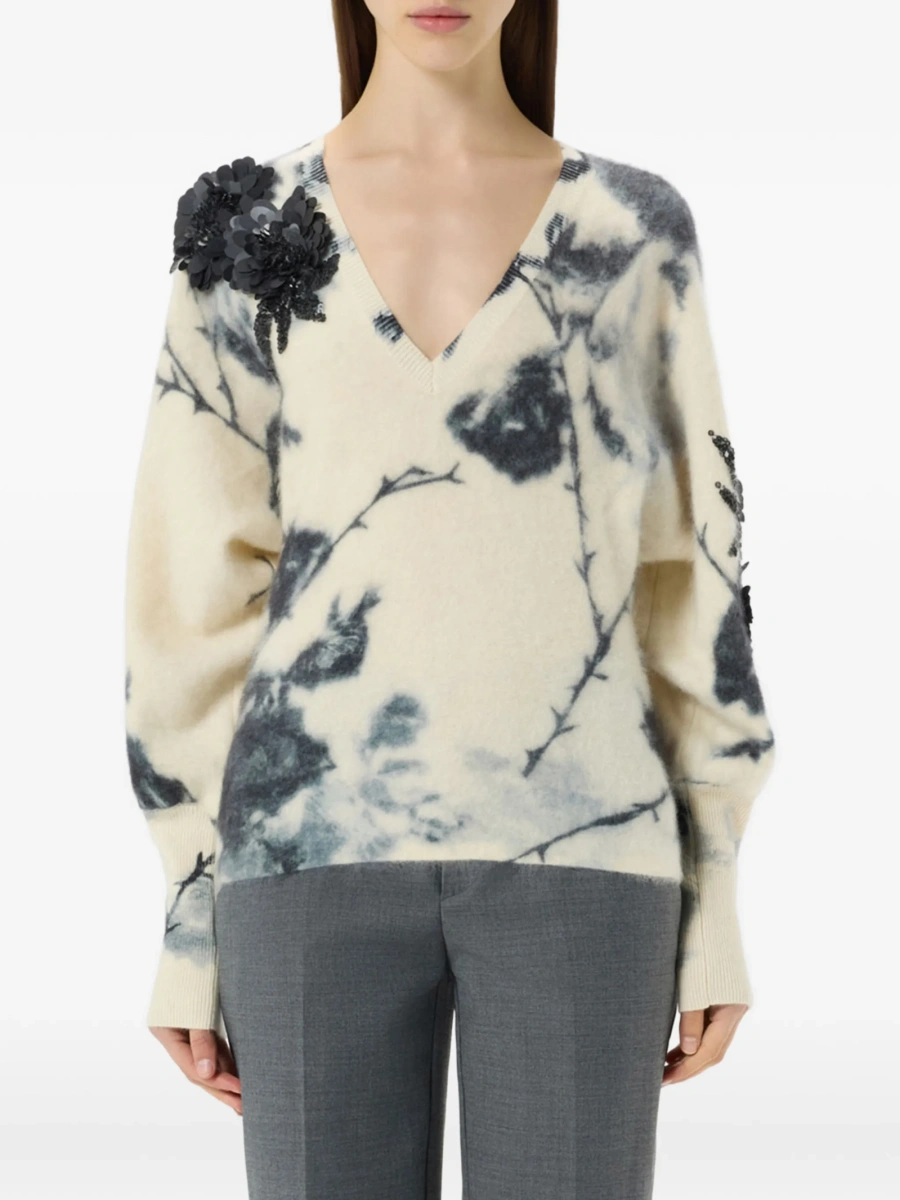 Pulover tricotat Blumarine neutru din lana si casmir - Img 3