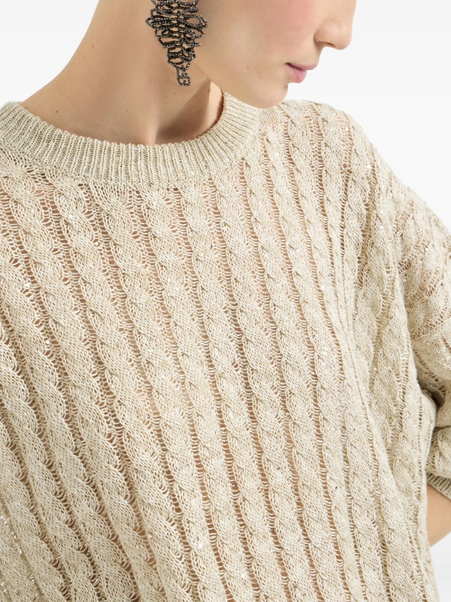Pulover tricotat Brunello Cucinelli neutru - Img 4