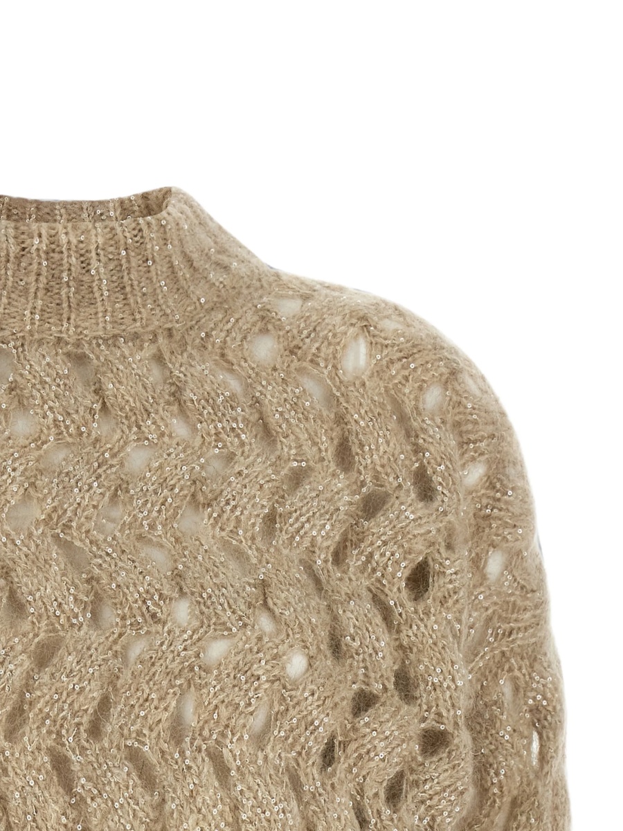 Pulover tricotat Brunello Cucinelli neutru - Img 3