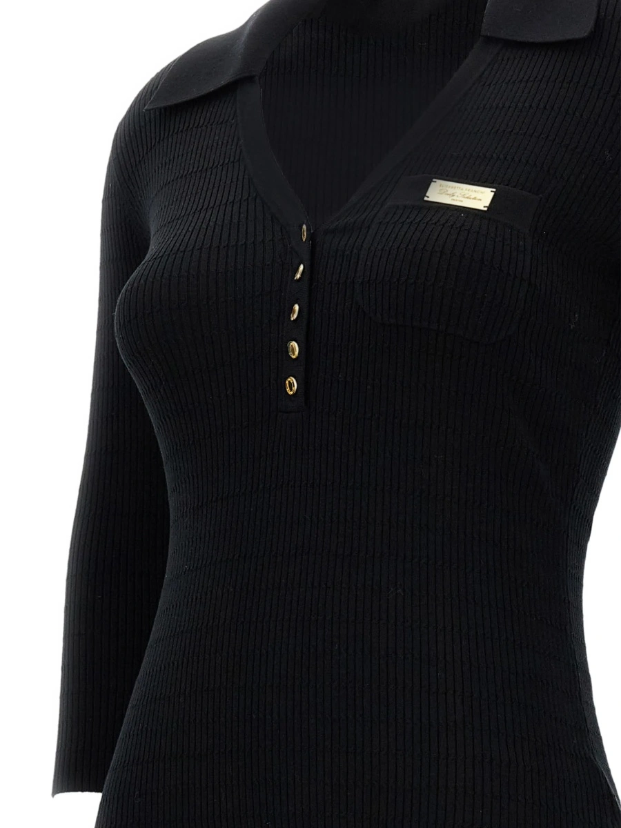 Pulover tricotat Elisabetta Franchi negru - Img 3