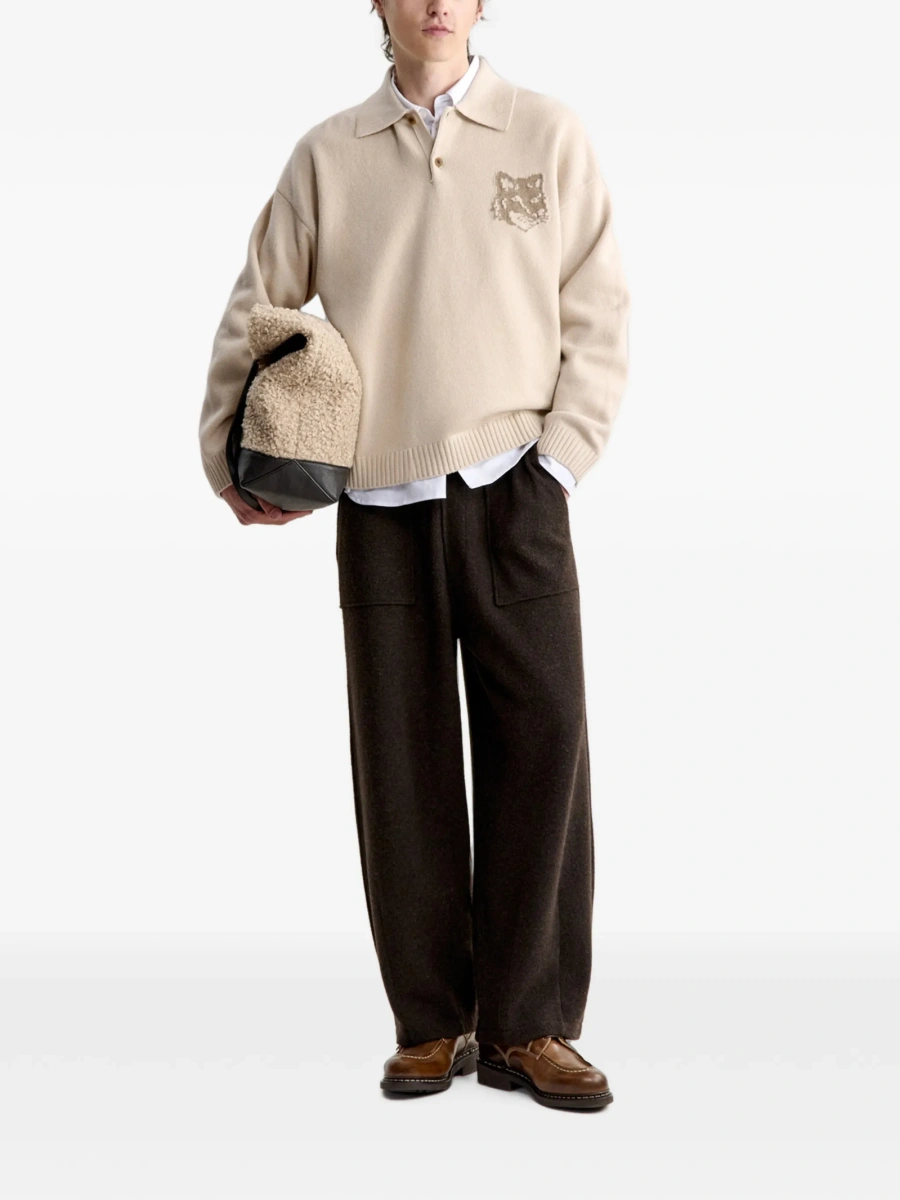 Pulover tricotat MAISON KITSUNÉ neutru - Img 2