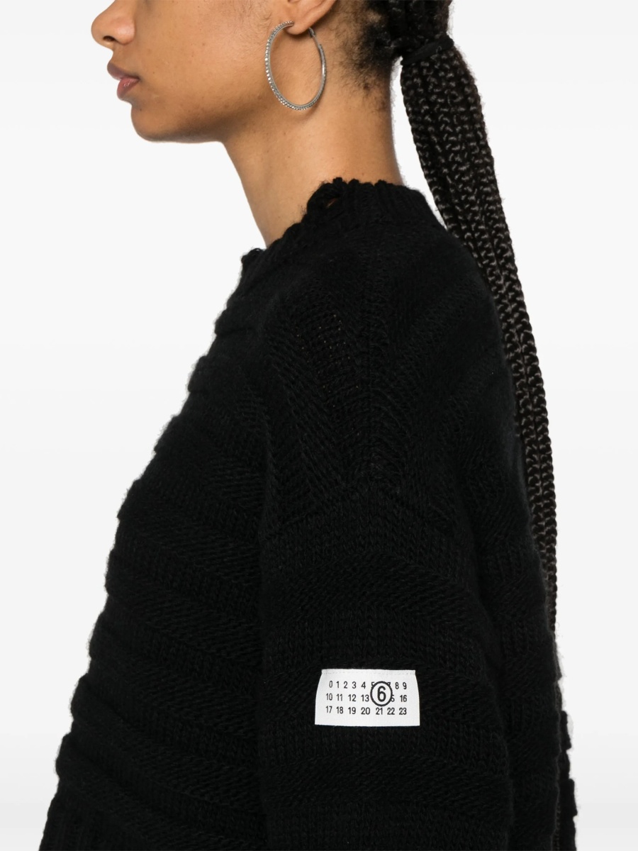 Pulover tricotat MM6 Maison Margiela negru - Img 5