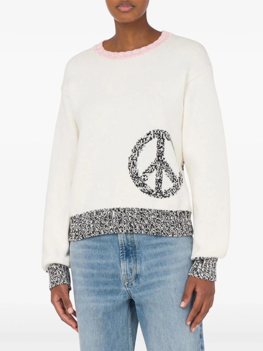 Pulover tricotat MOSCHINO JEANS alb - Img 2