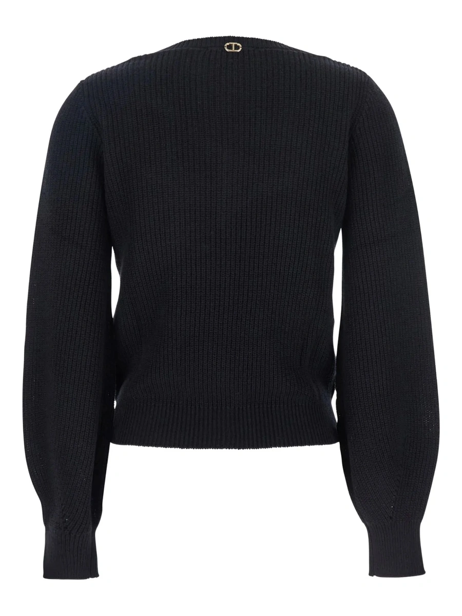 Pulover TWINSET negru din lana si bumbac - Img 4