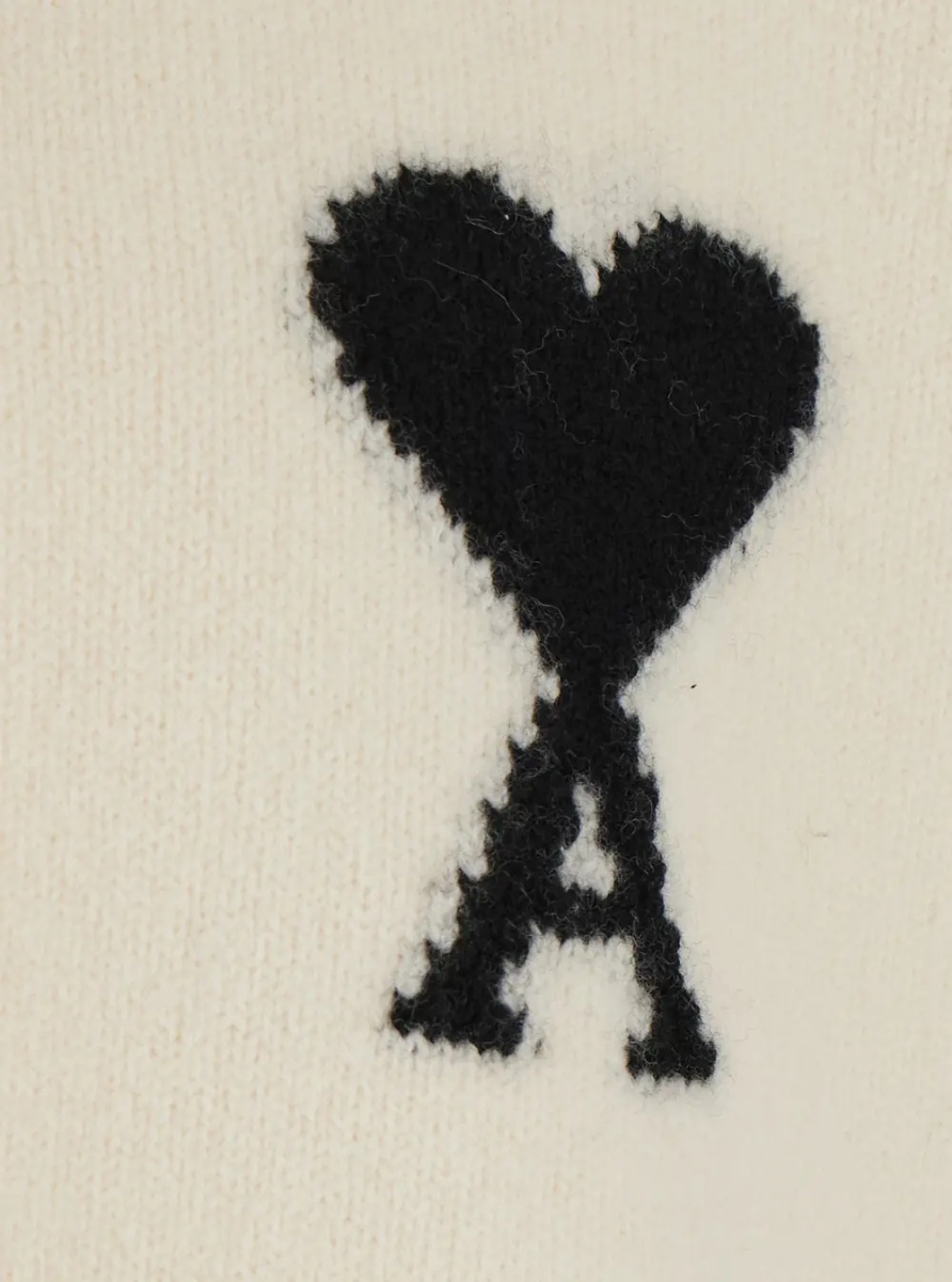 Pulover White Crewneck Sweater with ADC Embroidery on the Front in Wool for Men - Img 3