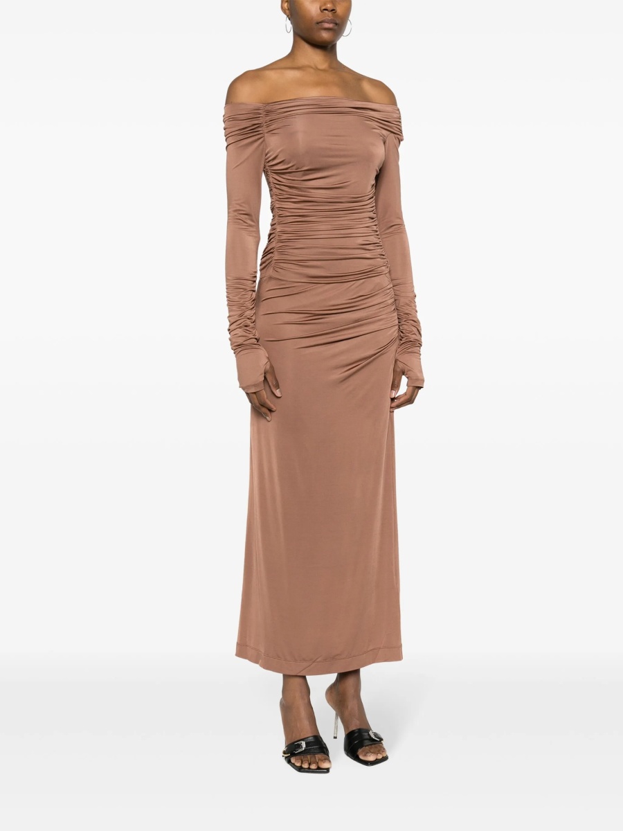 Rochie de ocazie HELMUT LANG maro din vascoza si spandex/elastan - Img 3