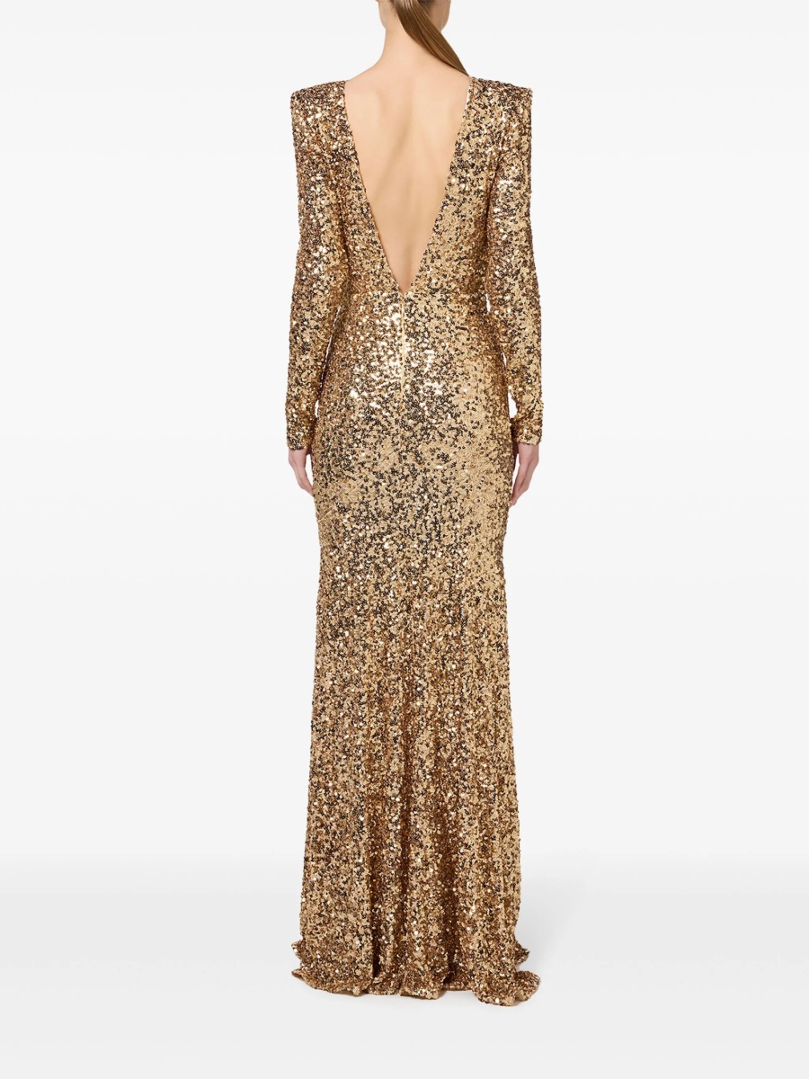 Rochie de seara Elisabetta Franchi aurie din polyester si elastan - Img 3