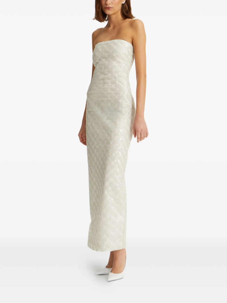 Rochie de seara ROTATE Birger Christensen alba din poliester reciclat - Img 2