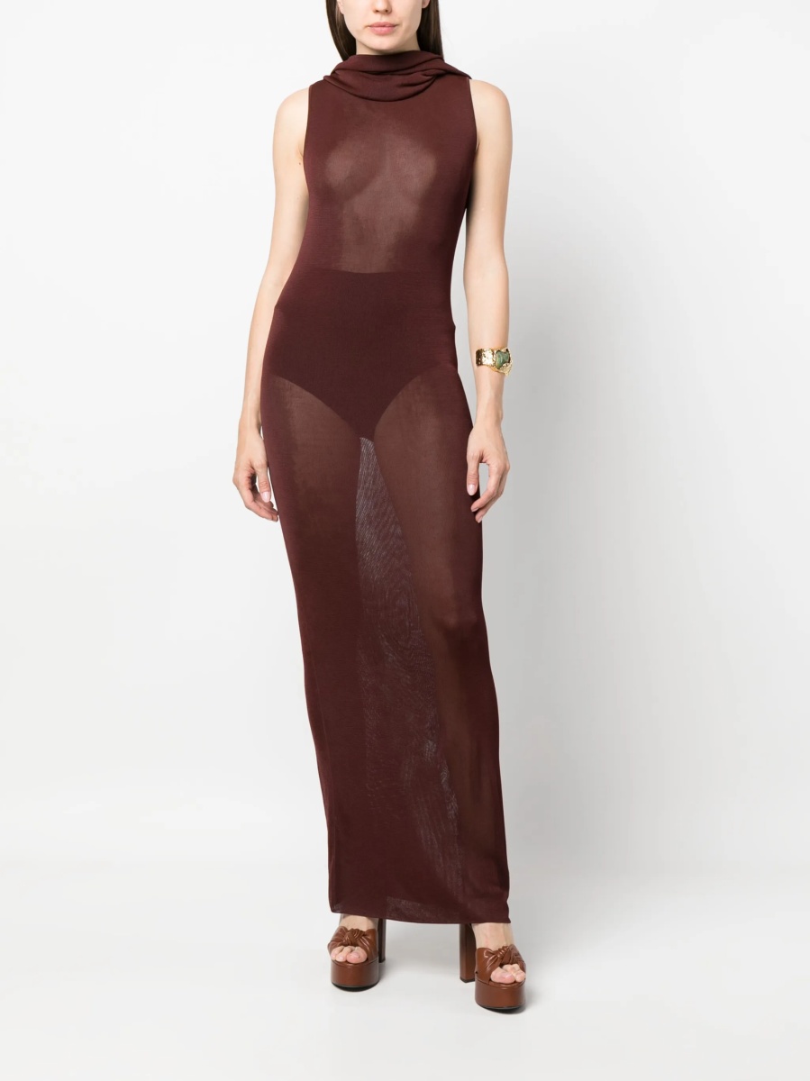 Rochie de seara Saint Laurent rosie din vascoza - Img 2