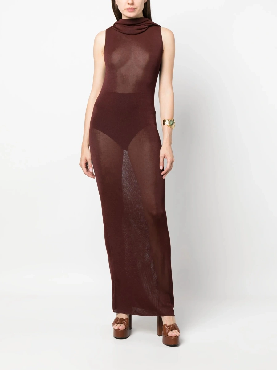 Rochie de seara Saint Laurent rosie din vascoza - Img 2