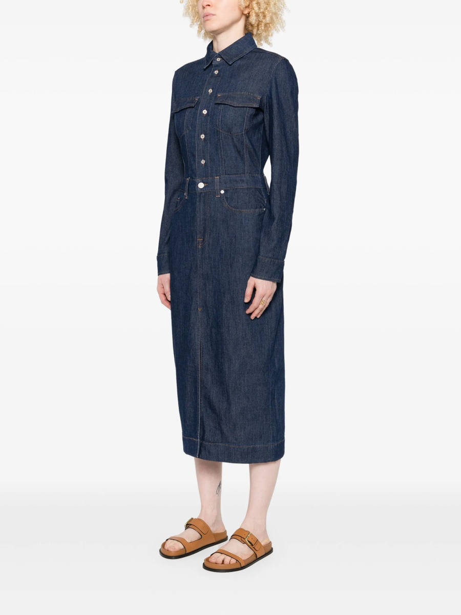 Rochie de zi 7 For All Mankind albastra - Img 3