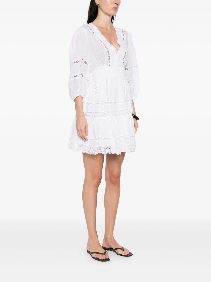 Rochie de zi Ermanno Scervino alba din bumbac si ramie - Img 3