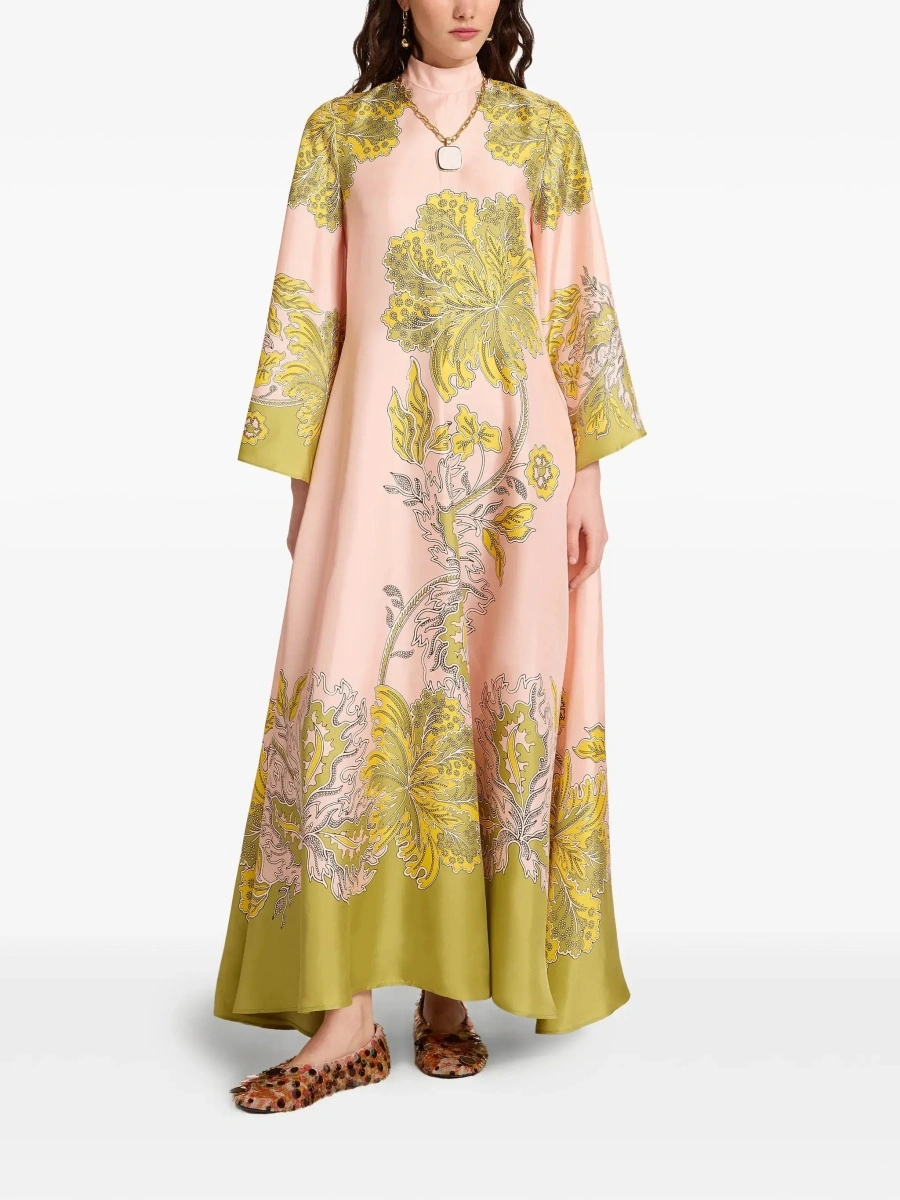 Rochie lunga La DoubleJ roz din matase - Img 4