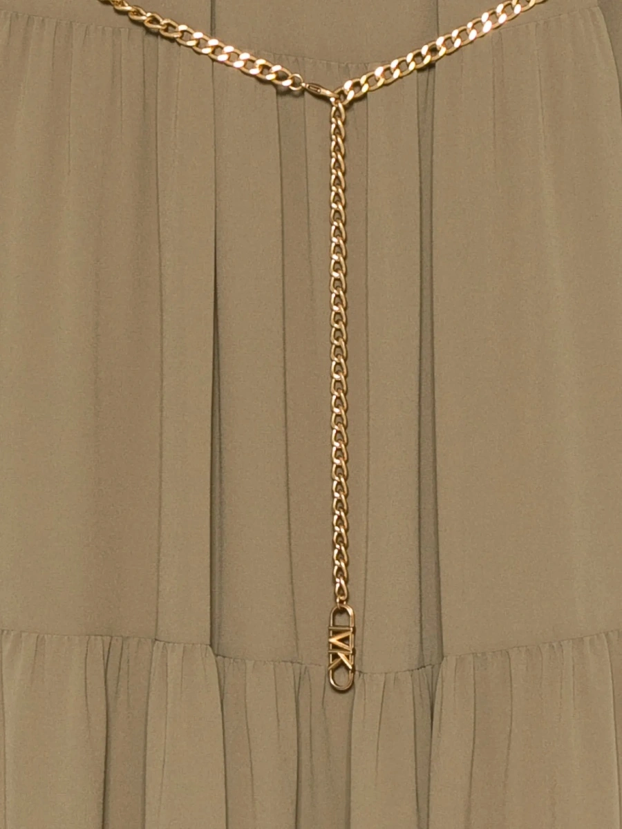 Rochie lunga Michael Kors verde din vascoza - Img 5