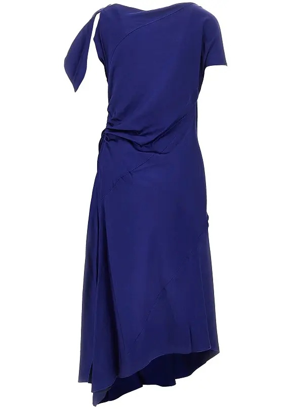 Rochii Crepe back satin asymmetrical midi dress - Img 3