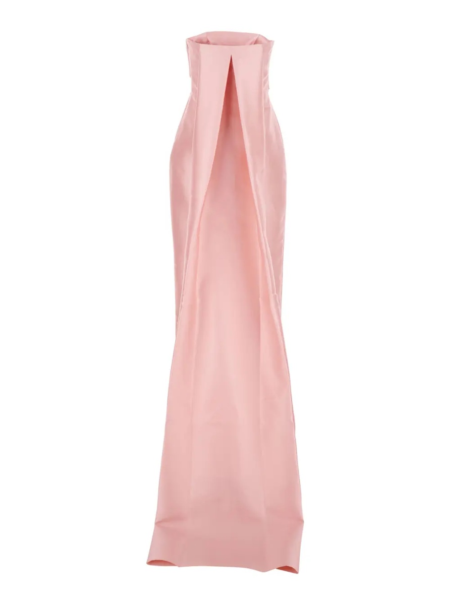 Rochii KIKI MIDAXI DRESS Pink Long Dress with V-neck and Pleated Details in Polyester Women - Img 2