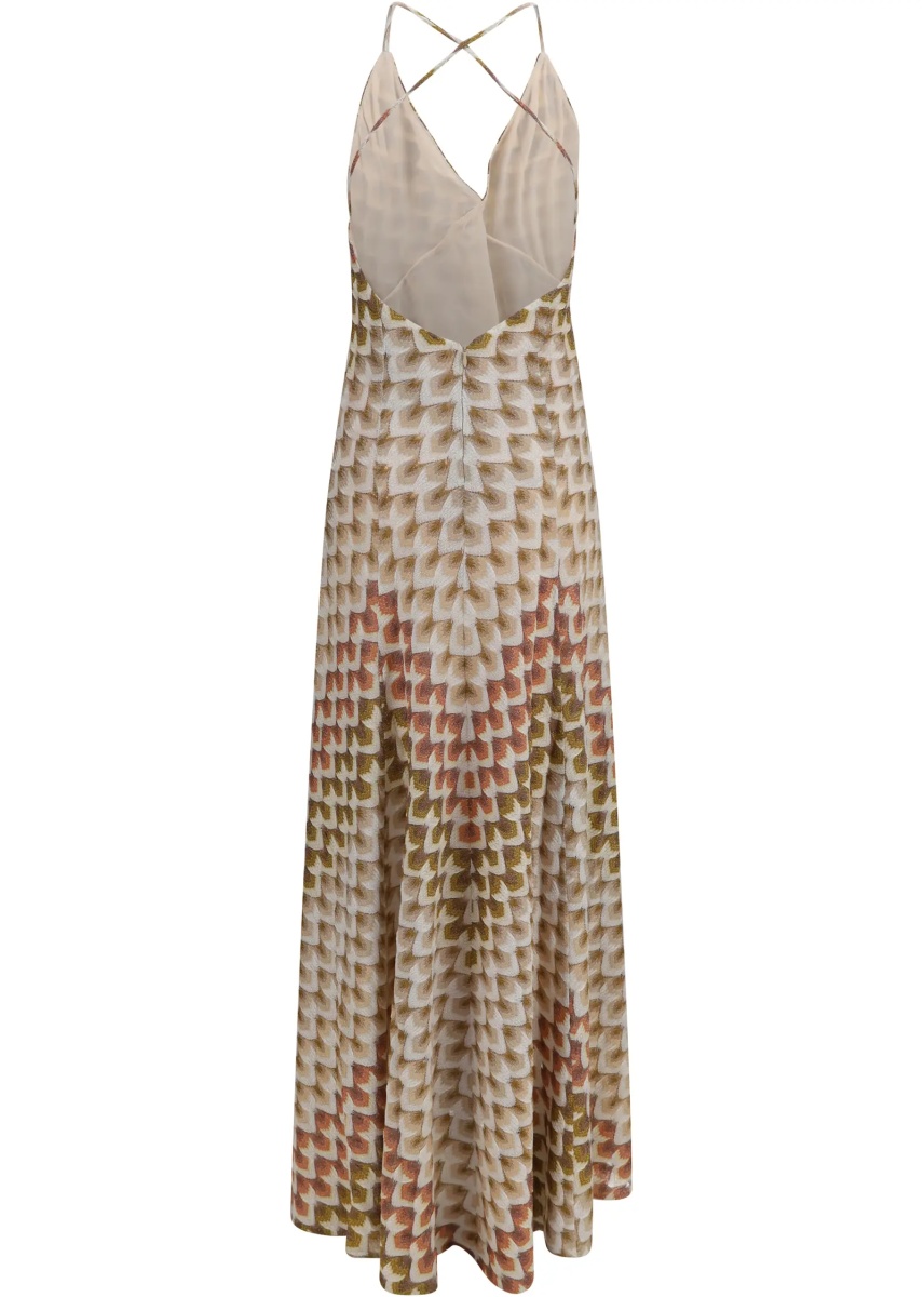 Rochii Long lamé viscose Dress with crossed straps - Img 2