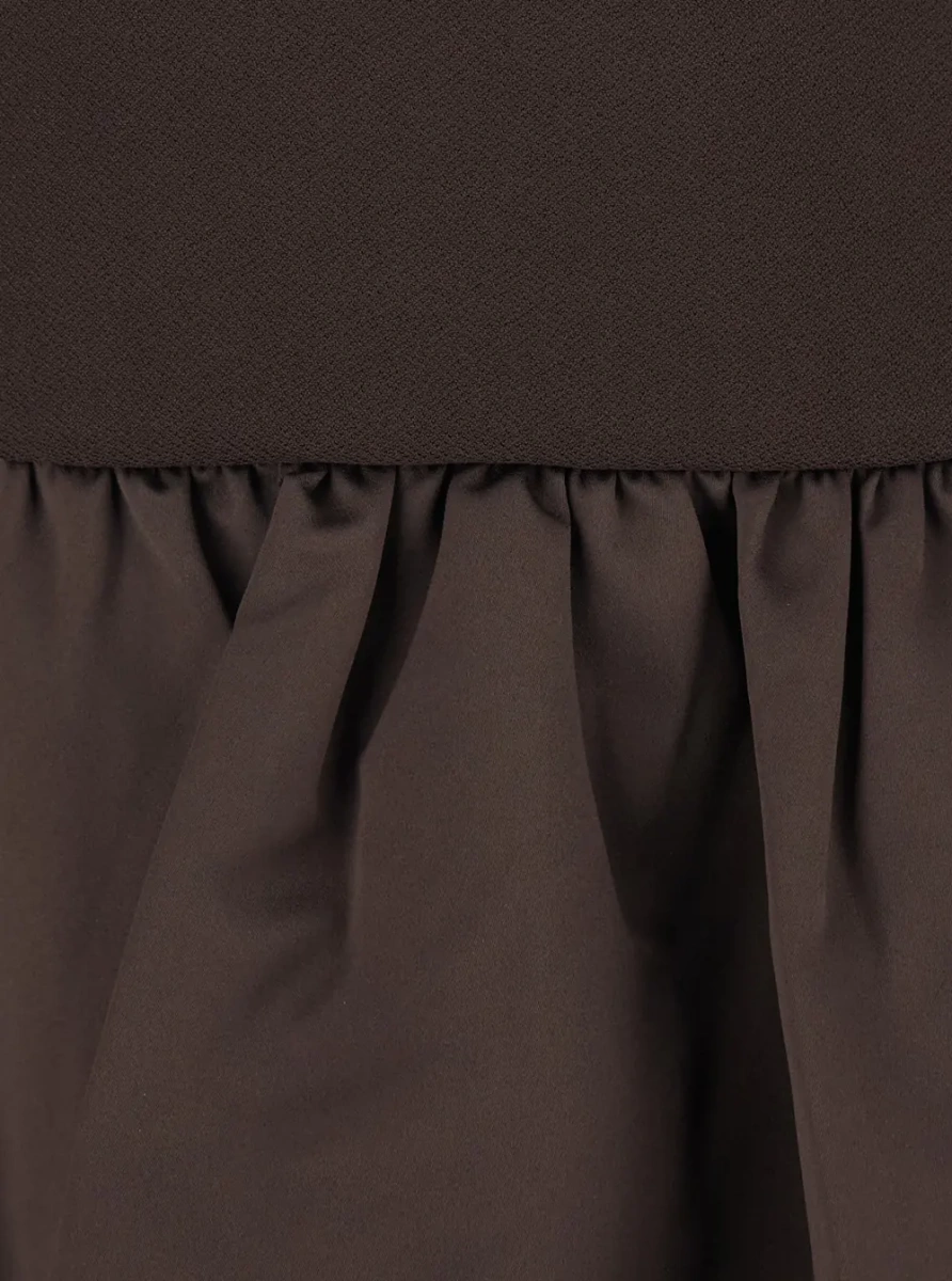 Rochii MINI PEPLUM DRESS with short sleeves and Tech Fabric Brown women - Img 3