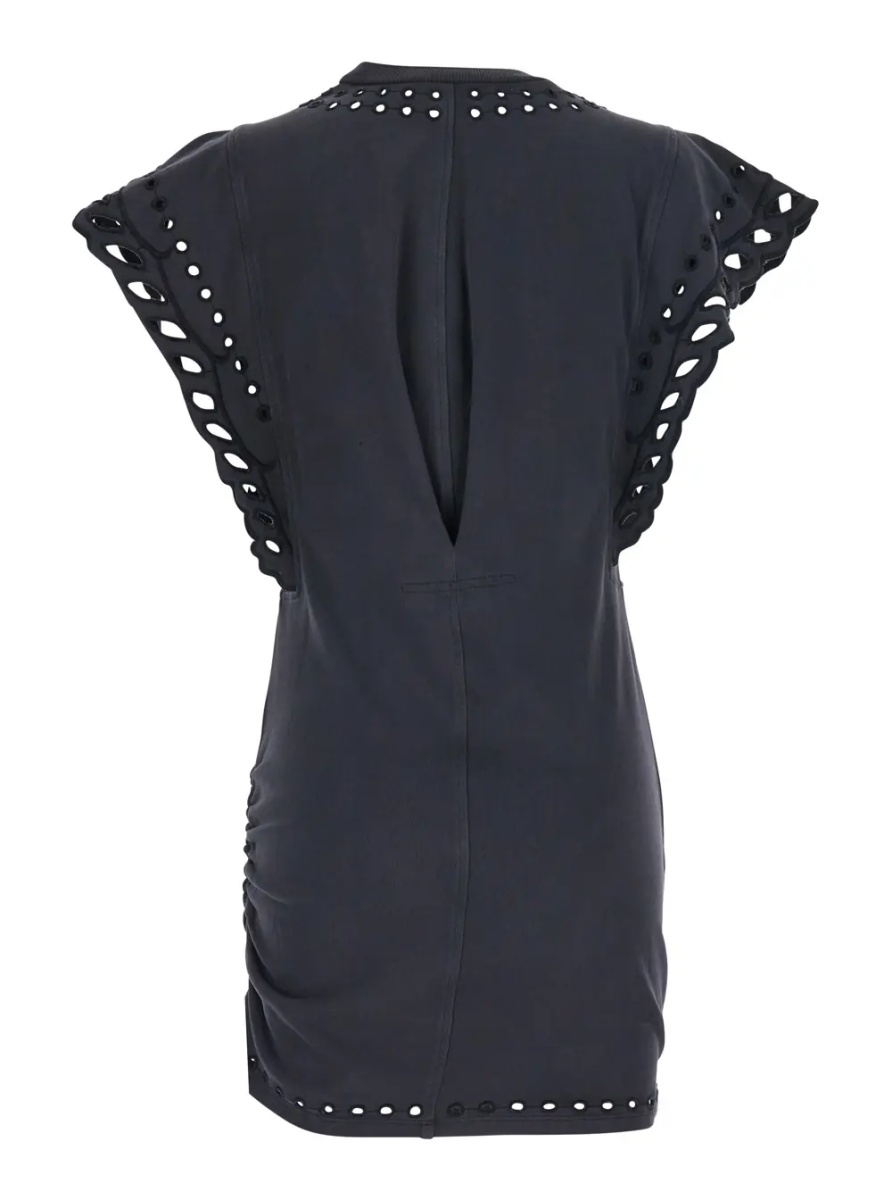 Rochii 'Orlane' black dress with Round Neck and Sangallo Details in Cotton for Women - Img 2