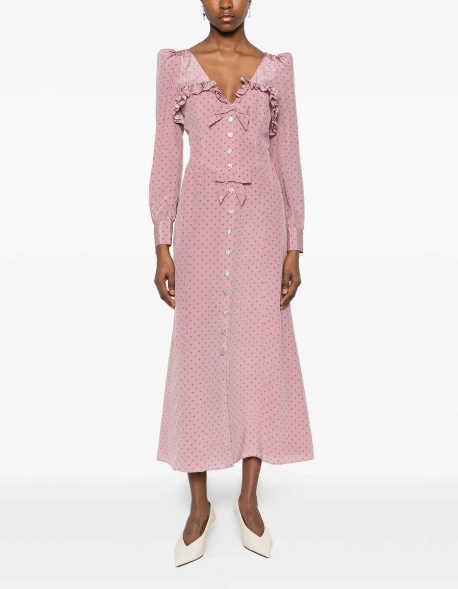 Rochii Polka Dot Midi Dress with Ruffles - Img 4