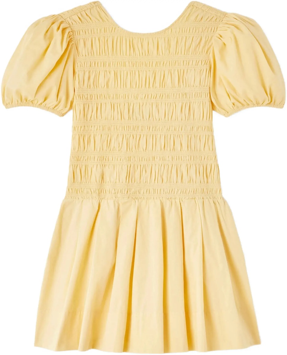 Rochii Stretch cotton mini Dress with balloon sleeves - Img 6