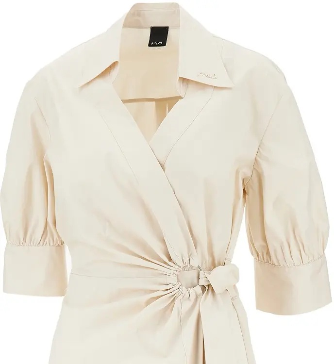 Rochii Stretch cotton wrap-over midi dress - Img 2