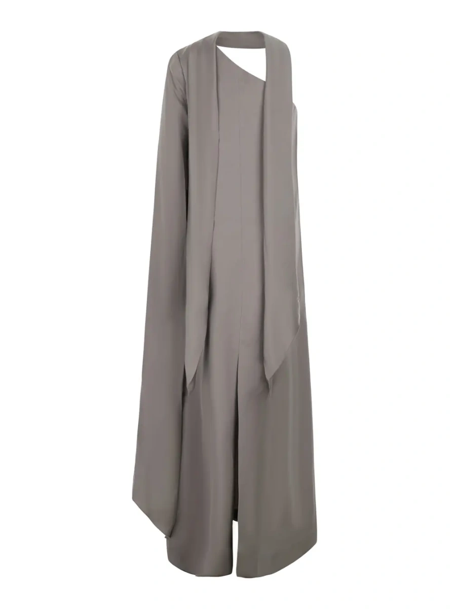 Rochii Women's grey maxi dress with long fabric silhouette - Img 2