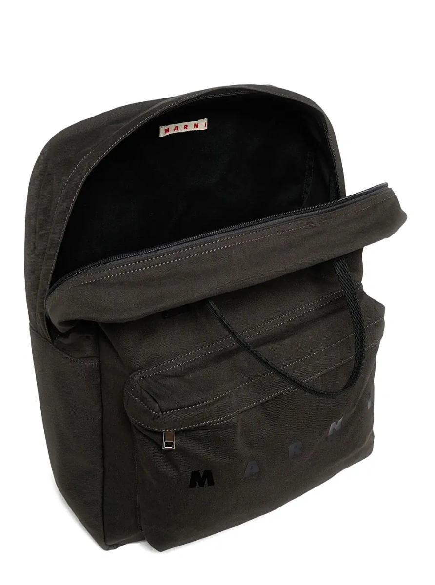 Rucsac Grey Backpack with Adjustable Straps and Logo Lettering on the Front in Cotton Boy - Img 3
