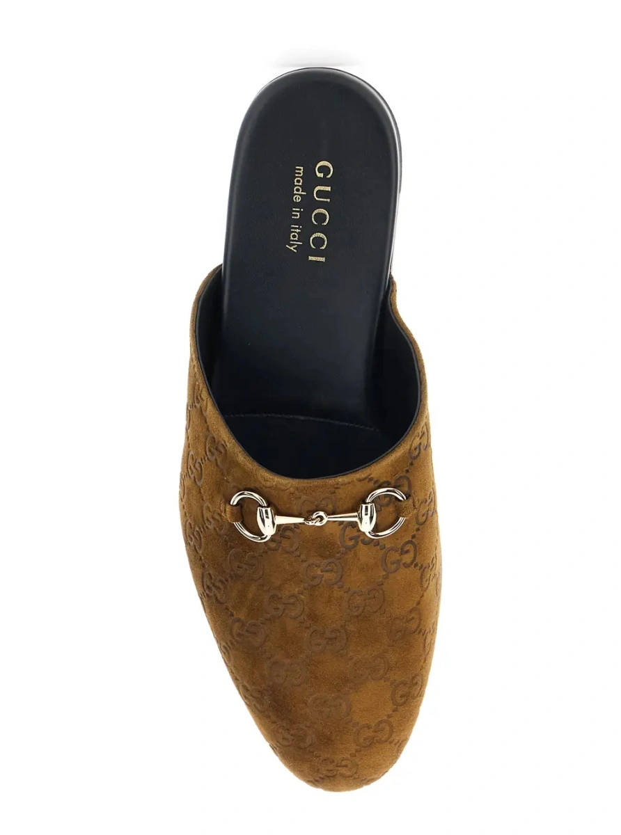 Saboti Gucci 'Horsebit' maro din piele intoarsa - Img 4
