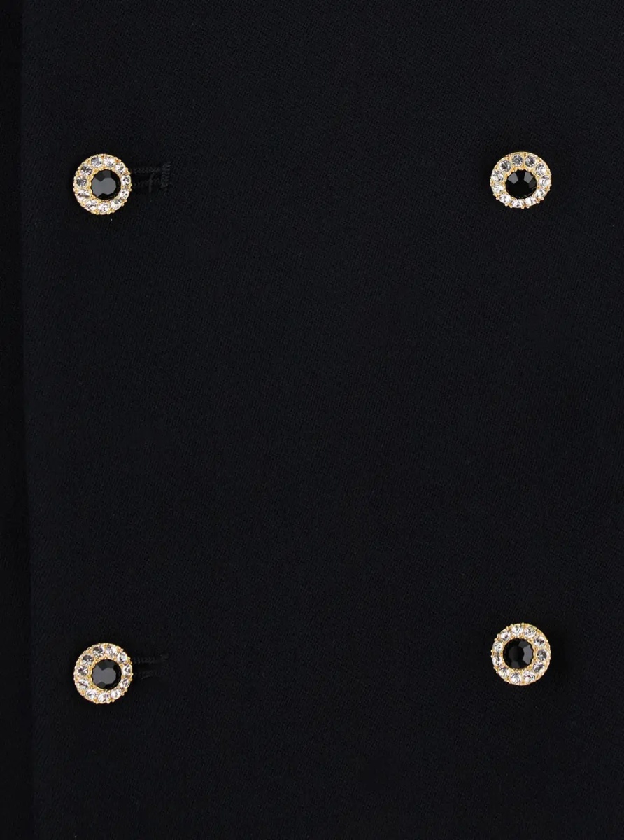 Sacou black Jacket with Notched revers and flared sleeves and hem in virgin wool for women - Img 3