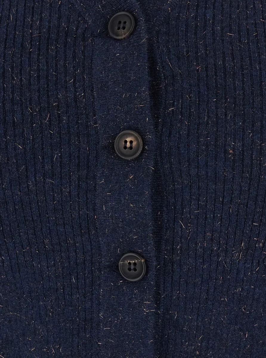 Sacou Blue Vest with V-Neck and Two Flap Pockets on the Front in Cashmere Blend for Women - Img 3