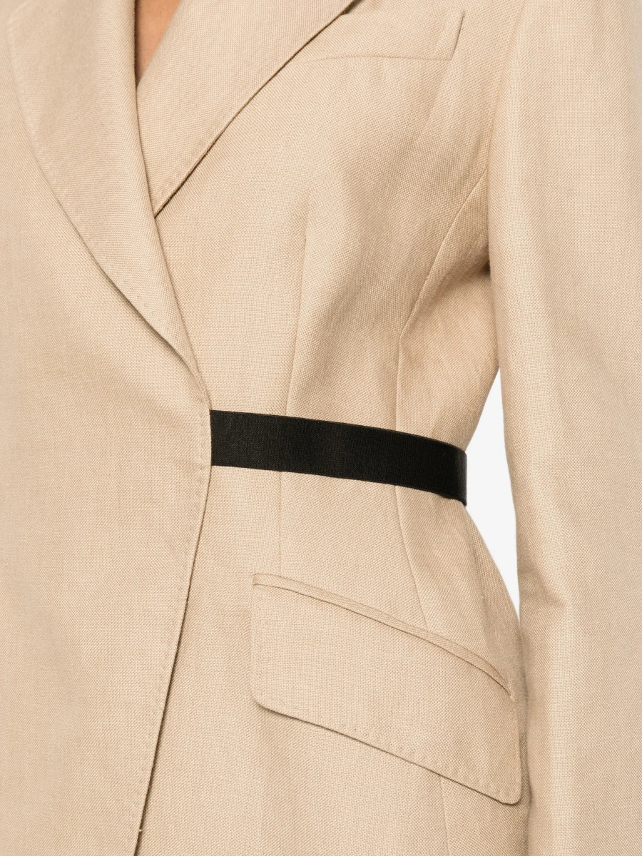 Sacou 'Fionda' Beige Linen Jacket with Notched Revers and Adjustable Waist Belt Woman - Img 7