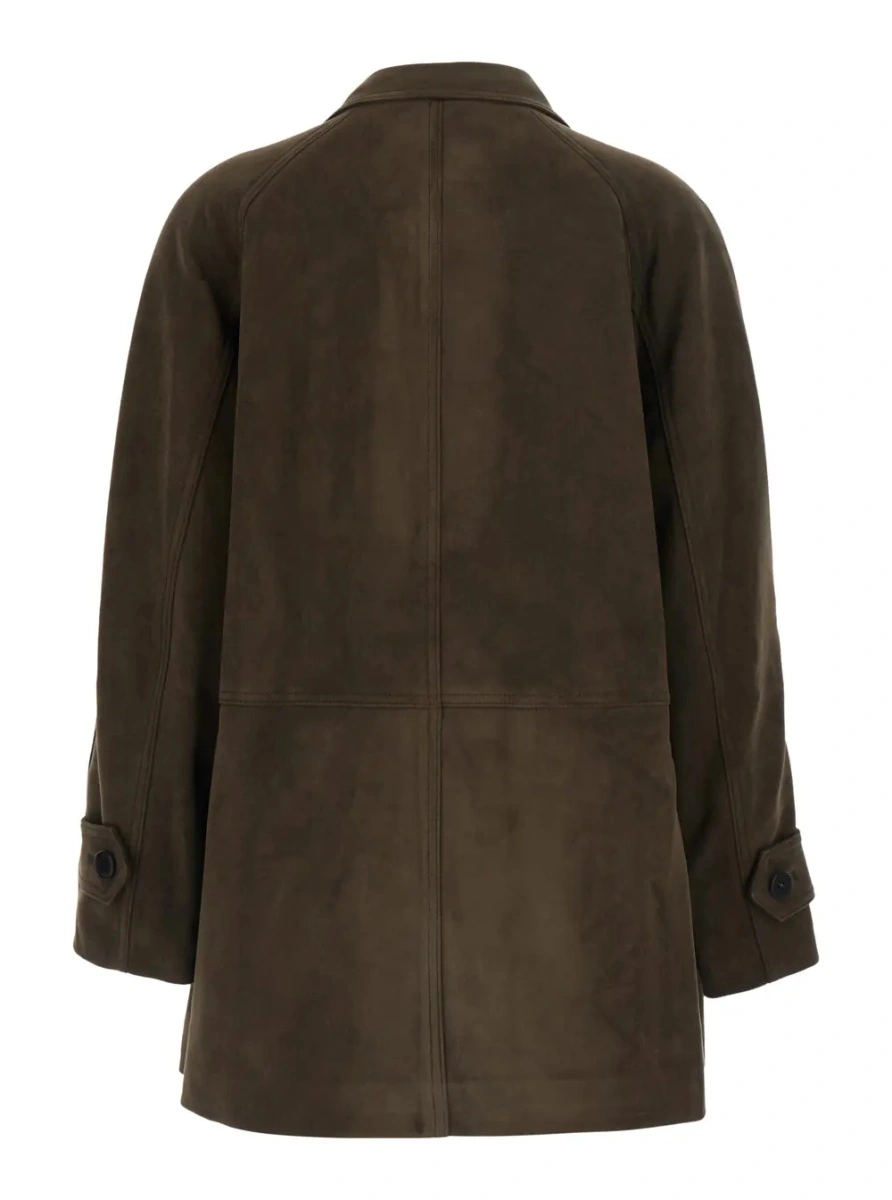 Sacou 'LILY' brown Jacket with classic collar and side pockets in eco-leather for women - Img 2