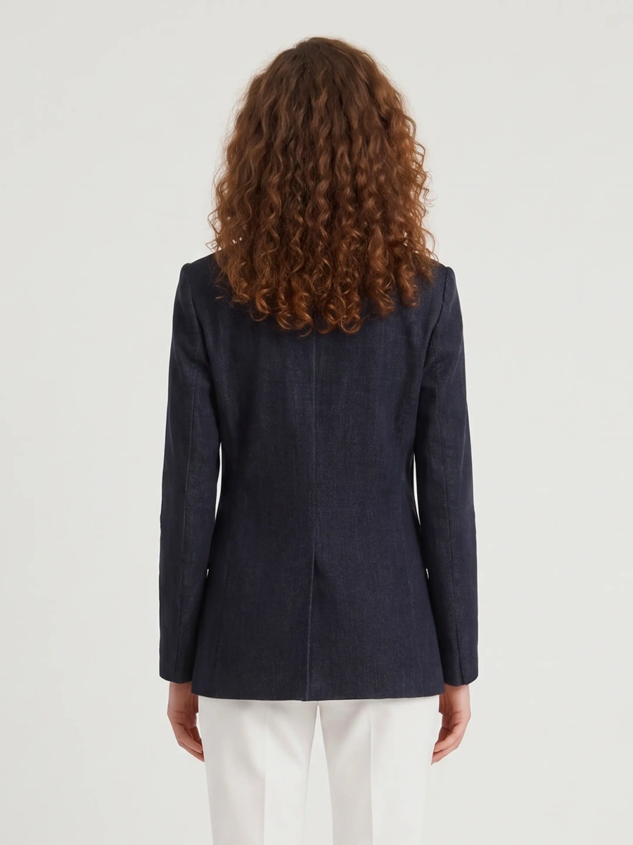 Sacou Navy Velvet Double-Breasted Jacket - Img 3