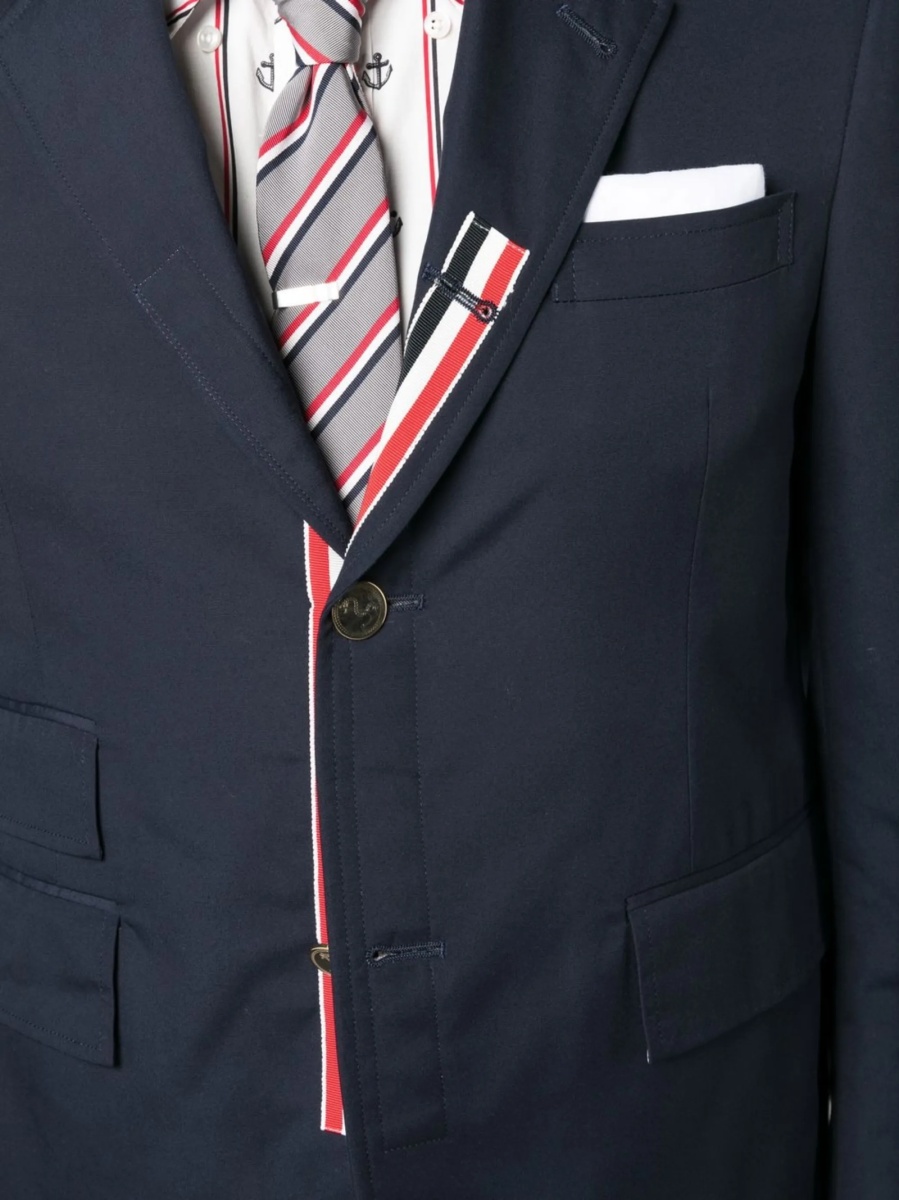Sacou Thom Browne albastru din polyester si bumbac - Img 5